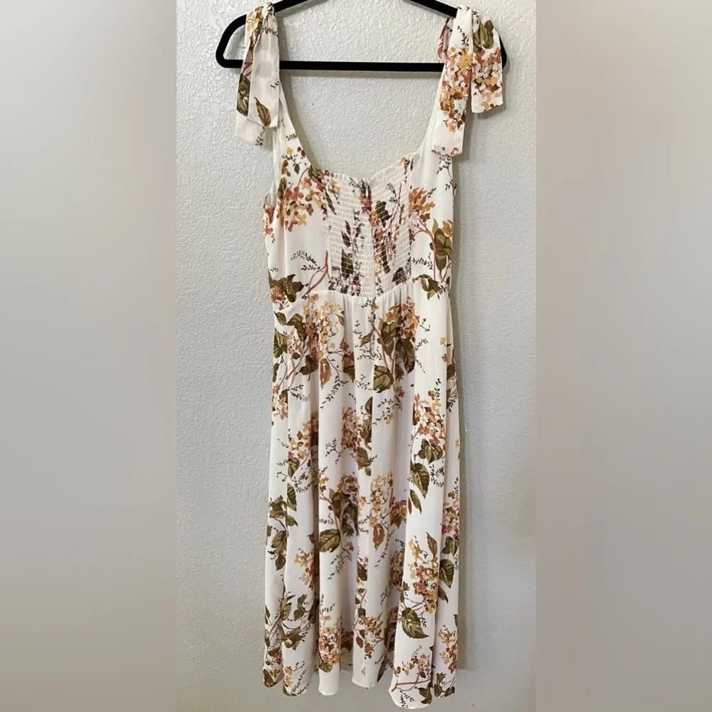 NWT Reformation Aden Dress Floral Print In NEUTRAL MOTIF Sz 8 - Picture 6 of 12